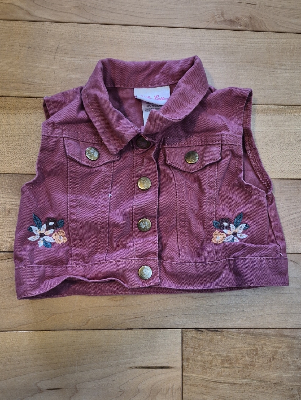 Girls' Size 24m Little Lass Dusty Rose Embroidered Denim Vest